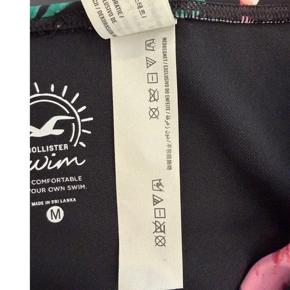 Hollister Swim Womens Medium Black Tropical Floral Wrap Triangle Bikini Set M - Picture 7 of 11